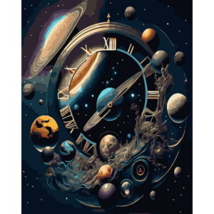 pictura pe numere ceas cosmic