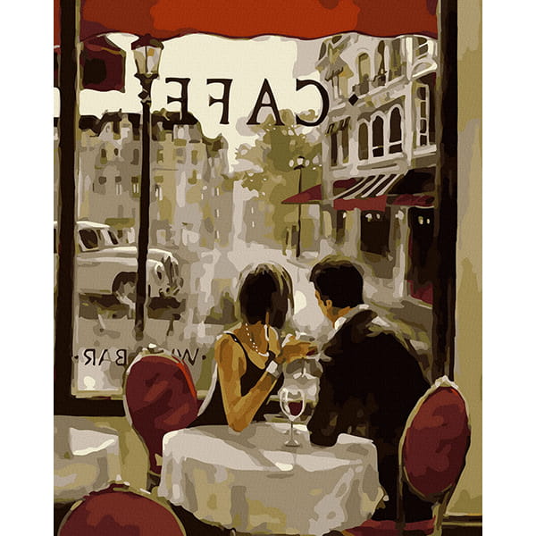 pictura pe numere cuplu in cafenea pictura pe numere cuplu in cafenea
