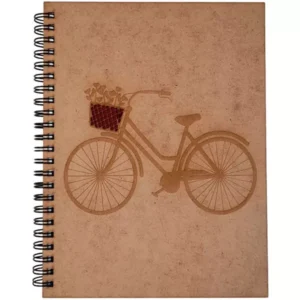 Agenda A5 din lemn - Bicicleta fond rosu