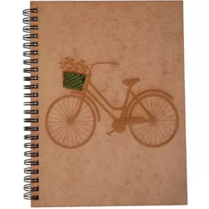 Agenda A5 din lemn - Bicicleta fond verde
