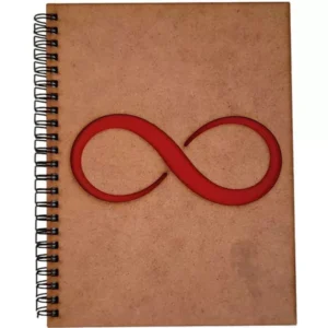 Agenda A5 din lemn - Infinit fond rosu