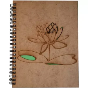 Agenda A5 din lemn - Lotus fond verde